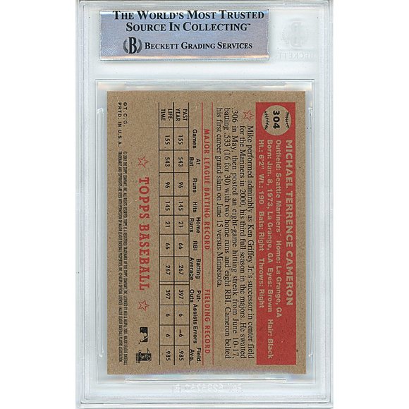 Mike Cameron Signed 2001 Topps Heritage Baseball Card Beckett Mariners Autograph - Picture 4 of 6